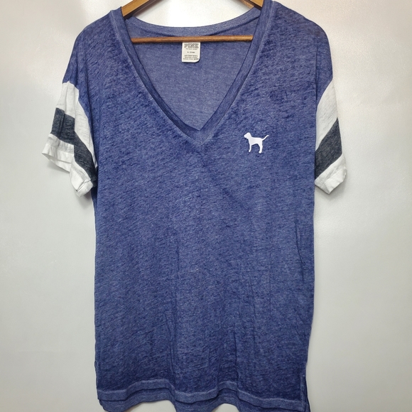 PINK Victoria's Secret Short Sleeve Blue Shirt - Picture 1 of 7